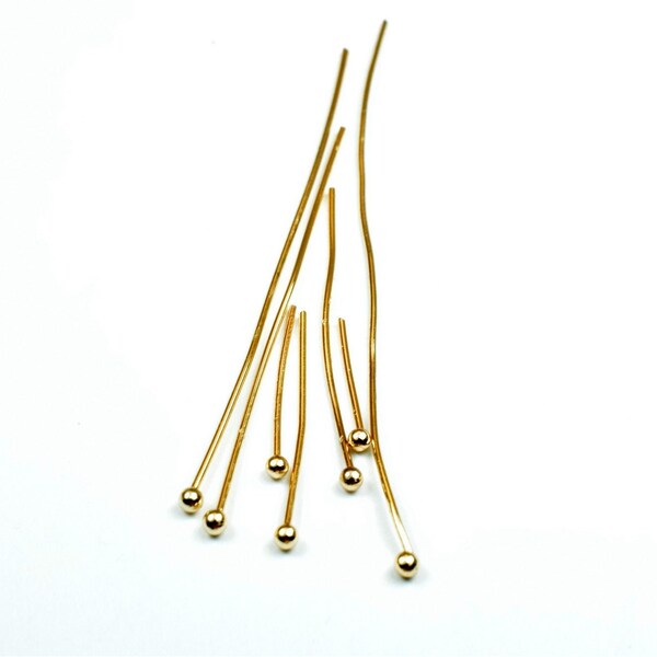 1 1/2" Inch Round Head Pin PVD Gold  Gauge 19, 18k thickness 1mm Ball Size 2mm, PVD Gold  Finding For Jewelry Making GF6006