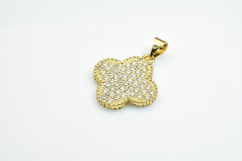 18K Gold Filled Round Rhinestone Pave Charm Pendant Size 20x17.5mm Thickness 2.5mm Cubic Zircon Gold Filled Finding For Jewelry Making GP73