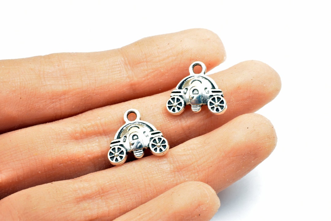Carriage Royal Wagon Car Charm Size 13x15mm Silver Color Double Face ...