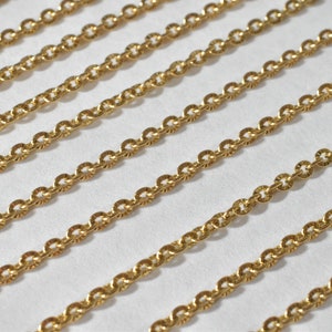 18K PVD Gold Filled Diamond Cut Flat Cable Link Chain Size 17.75&quot; -19.5&quot; Long Width 2-5mm Thickness 1mm DIY Necklace Findings Jewelry Making