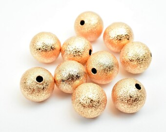 Bijoux perlés 10mm PVD Rose Gold stardust round ball bead, PVD Rose Gold spacer findings pour la fabrication de bijoux gf3362r