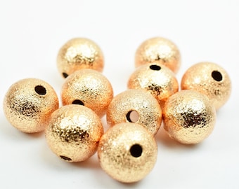 Bijoux perlés 8mm PVD Rose Gold stardust round ball bead, PVD Rose Gold spacer findings pour la fabrication de bijoux gf3322r