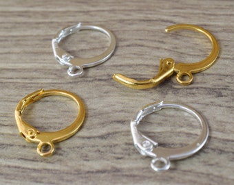 12mm lever back with hole earring finding to make your own earring,silver lever back ear wires earrings, 5 pair, wholesale earring findings