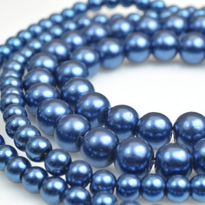 Glass pearl beads round gold size 4mm/6mm shine royal blue round ball beads for jewelry making item#f