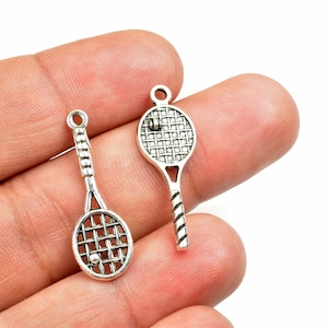 Tennis racket sport charms, 2 styles, sizes 29x10mm, 29.5x10.5mm silver color charm pendant finding for jewelry making