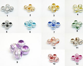 Aluminum round beads european beads with large hole fit charm european bracelets or necklace for jewelry making