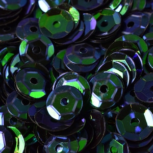 6mm Dark Blue Green Cup Glossy Iridescent Sequins Sheen Round Sequins/Loose , Wholesale Sequins,Shimmering Sequin Apparel