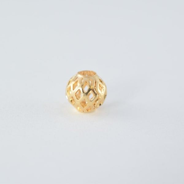 18K PVD Cuentas de oro Tamaño 6 mm Diamante Talla Bola Redonda Perla PVD Hallazgo de oro para la fabricación de joyas GF3246 18KGF