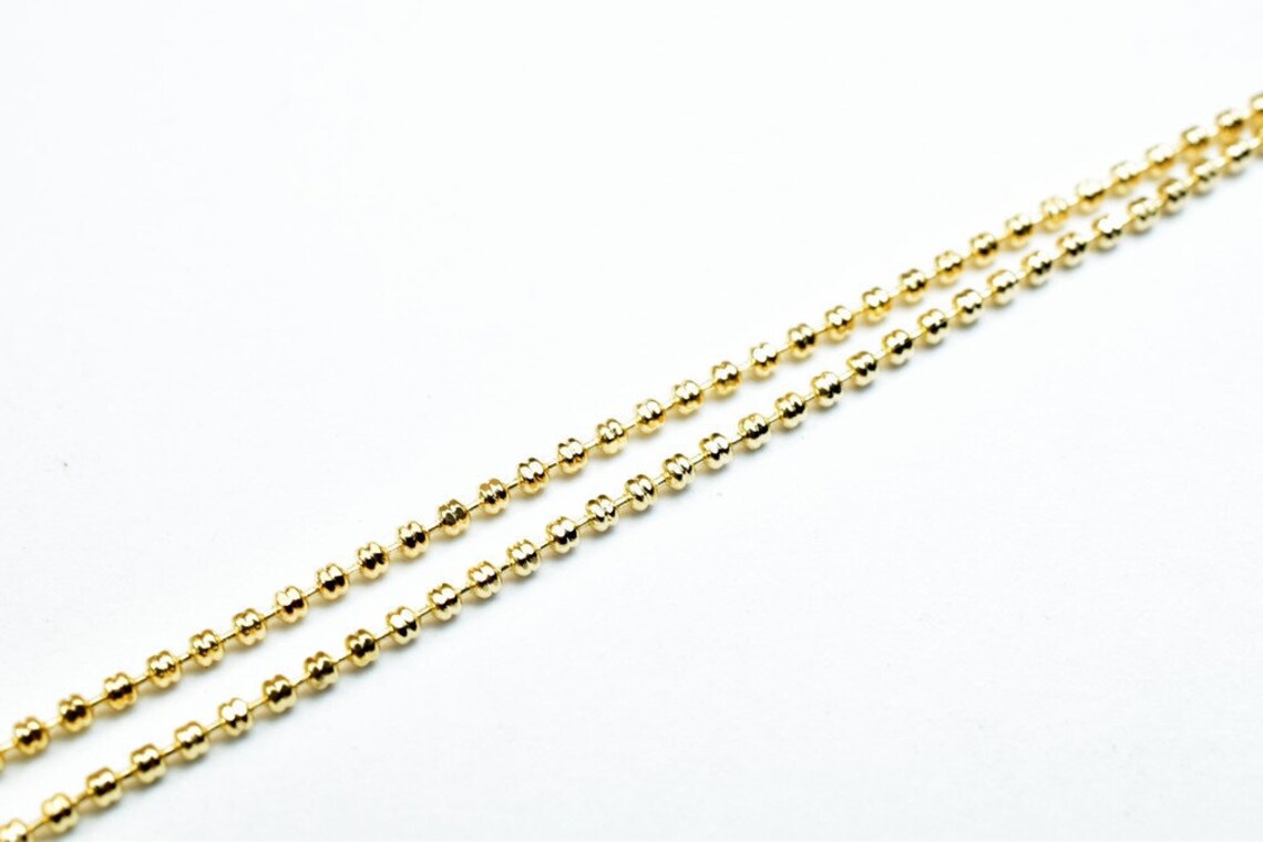 18K Gold Filled Ball Bead Chain Size 17.5 Inch Long 1mm Etsy