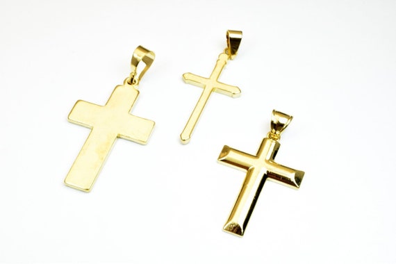 18K PVD Gold Cross Religious Pendant Plain Charms Without Jesus 3 Sizes  Christian Crosses for Jewelry Making GP88, GP89, GP90 