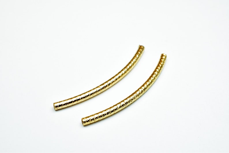 2x35mm 18K Gold Filled Diamond Cut Curve Tube Finding For Jewelry Making GF1302A