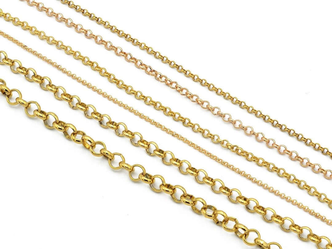 thumbnail image 2 of Handmade 18K Rose Gold Filled Belcher Rolo Link Chain Necklace - 45cm, Lobster Clasp, For Men 2 of 6