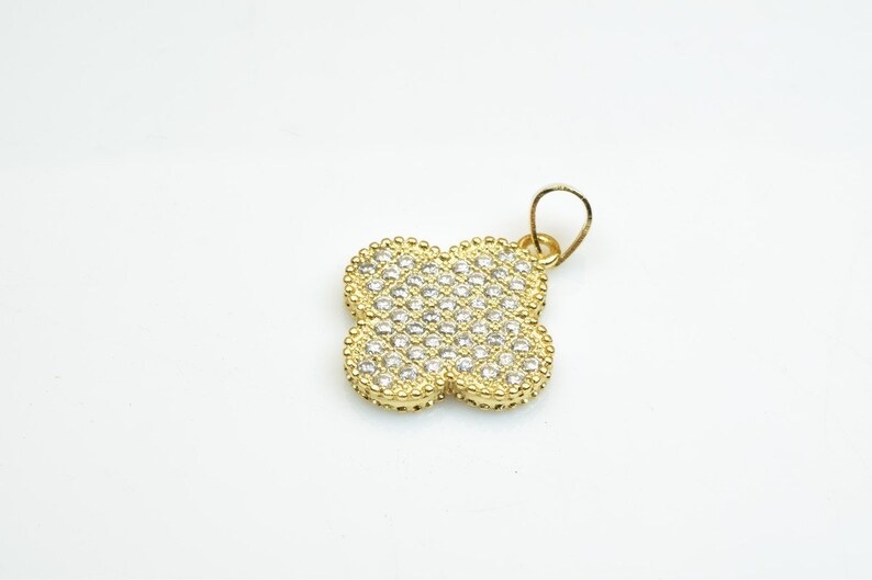 18K Gold Filled Round Rhinestone Pave Charm Pendant Size 20x17.5mm Thickness 2.5mm Cubic Zircon Gold Filled Finding For Jewelry Making GP73