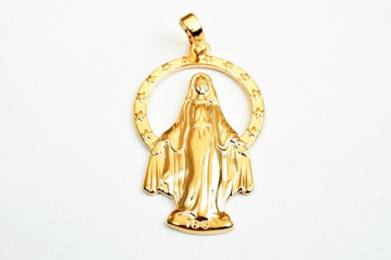 18K PVD Rose Gold Holy Virgin Mary Pendant Saint Mary Charm