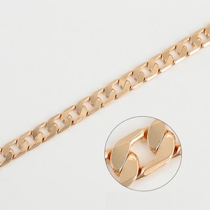 18K PVD Italian Gold Filled Curb Chain 18&quot; Inch Long, Width 4mm , Thickness 1mm DIY Necklace Findings For Jewelry Making