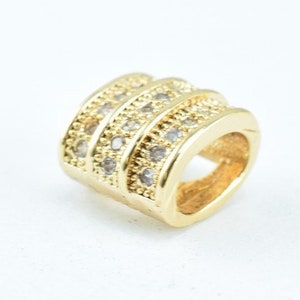 18k PVD Gold micro pave beads size 8x6mm with clear cz cubic zircon gfm21, rhinestone, sparkle, bling spacer beads for jewelry making