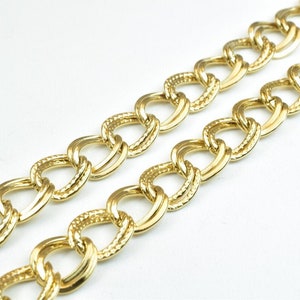 18K PVD Gold Filled Diamond Cut Parallel Curb Double Cable Chain 19.5&quot; Long Width 9mm Thickness 1mm PVD Gold  Finding Chain Jewelry Making
