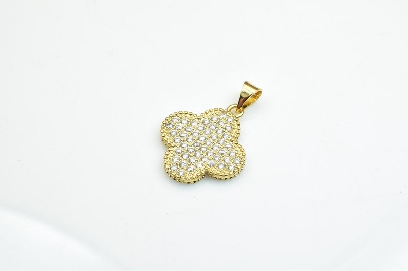 18K Gold Filled Round Rhinestone Pave Charm Pendant Size 20x17.5mm Thickness 2.5mm Cubic Zircon Gold Filled Finding For Jewelry Making GP73