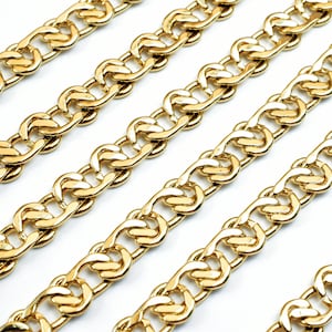 18K PVD Gold Filled Bismarck Chain 20&quot; Inch Long Include Clasp, Width 6mm, Thickness 1.5-2mm DIY Necklace Finding Chain for Jewelry Making