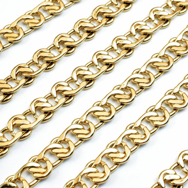 18K PVD Gold Filled Bismarck Chain 20" Inch Long Include Clasp, Width 6mm, Thickness 1.5-2mm DIY Necklace Finding Chain for Jewelry Making