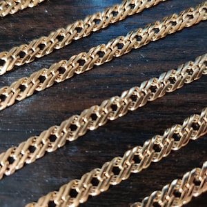18K PVD Gold Filled Decorative Chain 20 1/4 Inches Long Include Clasp, Width 6mm, Thickness 2mm DIY Necklace Supply Chain For Jewelry Making