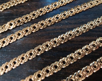 18K PVD Gold Filled Decorative Chain 20 1/4 Inches Long Include Clasp, Width 6mm, Thickness 2mm DIY Necklace Supply Chain For Jewelry Making
