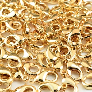 18K PVD Gold Filled Lobster Clasp Size 4x9mm|6x10mm|7x12mm|8x14mm|12x20mm|12x23mm Findings for DIY Jewelry Making Supply