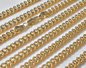 18K PVD Gold Filled Diamond Cut Cuban Link Chain 17.75