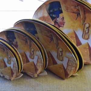Pharaonic Hieroglyphics Makeup Bag Set - Egyptian Holidays Gift, Made in Egypt
