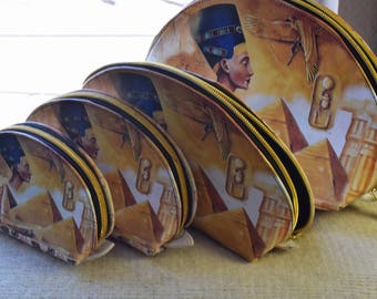 Pharaonic Hieroglyphics Makeup Bag Set - Egyptian Holidays Gift, Made in Egypt