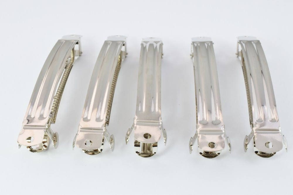 draw drawers　【Stone Hair Grip ：Silver】 12 Pcs Silver Hair Clips Metal Long Snap Hair Pins Barrette Clips