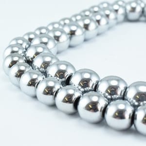 Silver Hematite Glossy Gemstone Round Stone Beads 4mm/6mm/8mm/10mm/12mm Semi Precious Stone Healing Chakra for DIY Jewelry Making