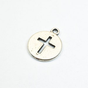 10 Stück Kreuzlegierung Charm Antik Silber Perlen Größe 15mm Sprünge Ring Größe 1,5mm dekoratives Design Perlen zur Schmuckherstellung