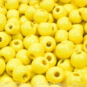 Vibrant Yellow Wood Round Beads 8mm,10mm,12mm for DIY Jewelry Making - Various Sizes Available