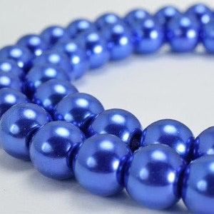 Royal blue glass pearl beads size 10mm shine round ball beads for jewelry making item#789222045470