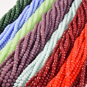 6x4mm 18" inch strand rondelle faceted various colored crystal beads, opaque rondelle beads,shaped crystal, faceted, beading, jewelry making