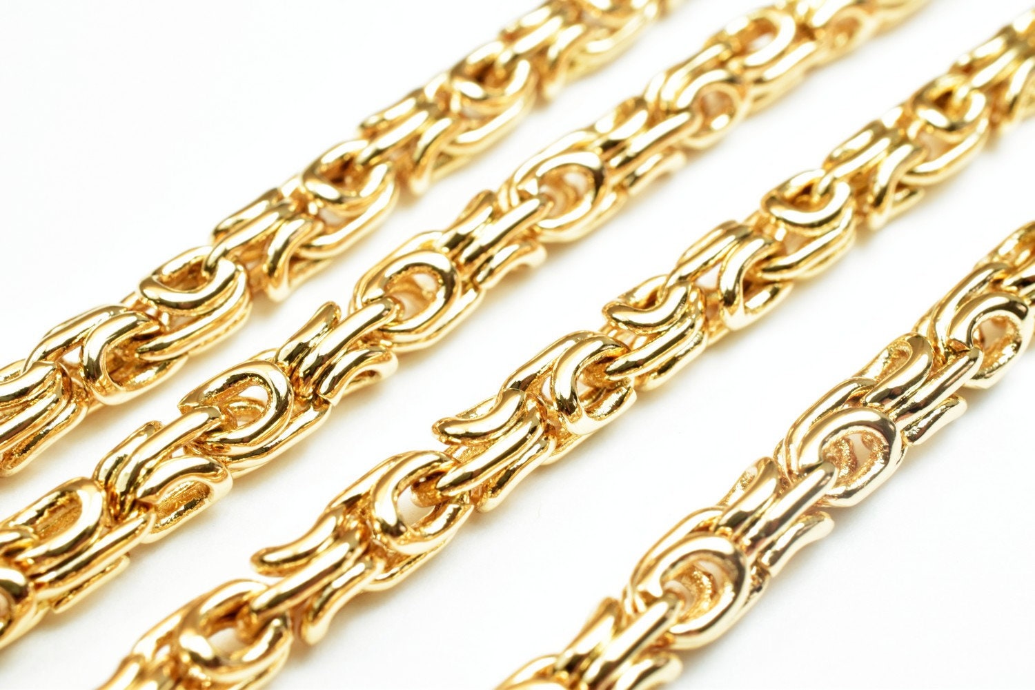 18K PVD Italian Gold Filled Birdcage Byzantine Chain 21