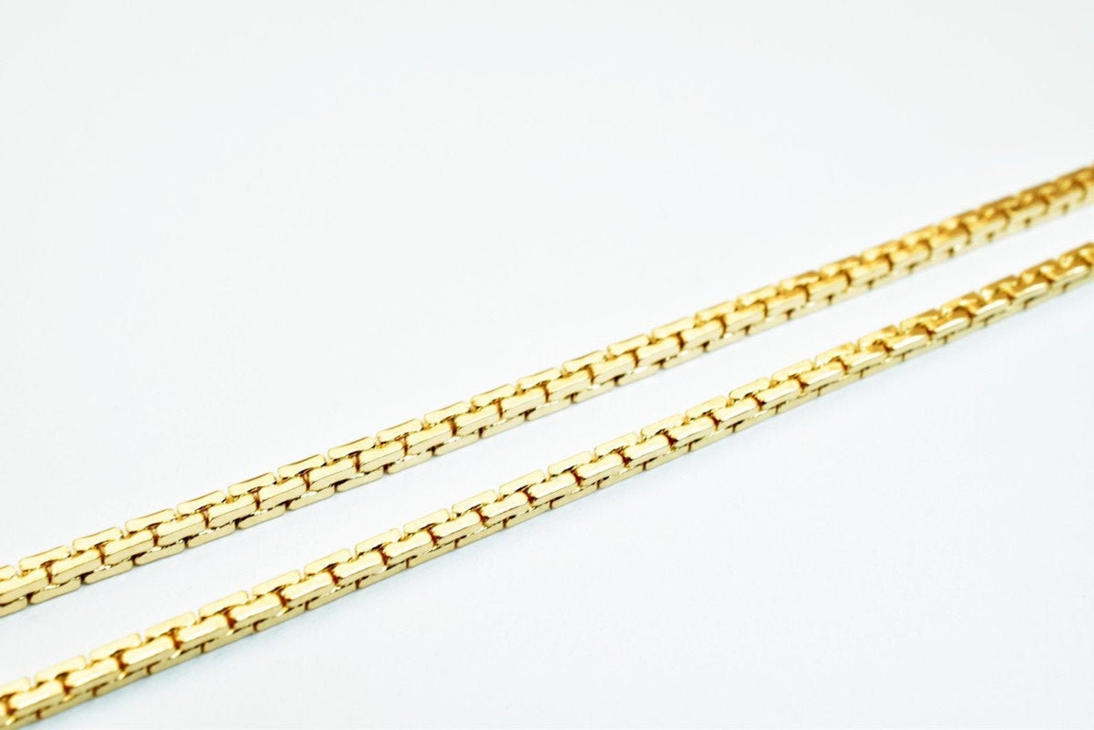 18K PVD Gold Boston Link Chain Size 15.5 Long 1.5mm Etsy