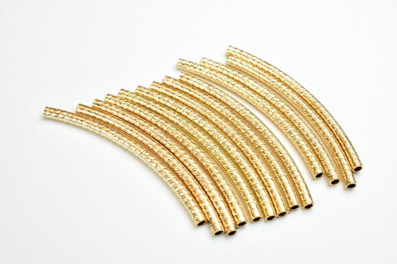 2x35mm 18K Gold Filled Diamond Cut Curve Tube Finding For Jewelry Making GF1302A