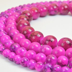 Glass beads round beads two tone black lines fuchsia stone 6mm/8mm/10mm/12mm shine round beads for jewelry making item# ttac