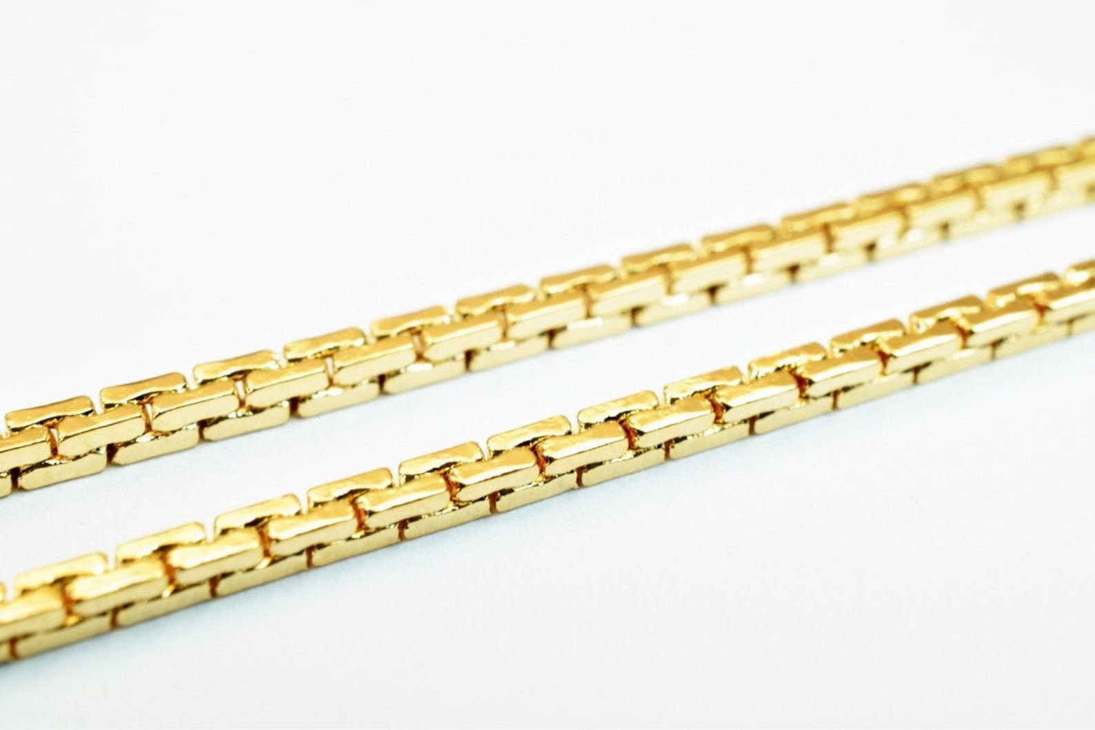 18K PVD Gold Boston Link Chain Size 15.5 Long 1.5mm Etsy