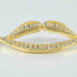 18K PVD Gold Connector Lips Size 30x10mm Micro Pave Beads, Clear CZ Cubic Zirconia PVD Gold Finding Bracelet For Jewelry Making GFM12G