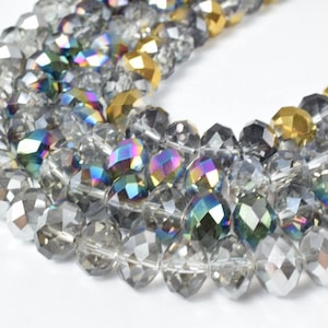 8x12mm 11.5&quot; strand rondelle faceted various colored crystal beads, opaque rondelle beads,shaped crystal, faceted, beading, jewelry making