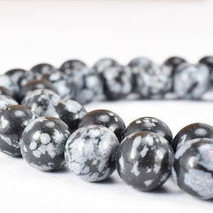 Fiocco di neve Ossidiana nera Perle rotonde di pietra preziosa 4,5 mm, 8 mm Perle di pietra semi preziosa Pietra naturale curativa Chakra Pietre per la creazione di gioielli