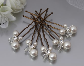 Pearl Hair Pins, Classic Pearl Wedding Hair Pins for Bride or Bridesmaid, Bridal Hair Accessory or Evening Wear