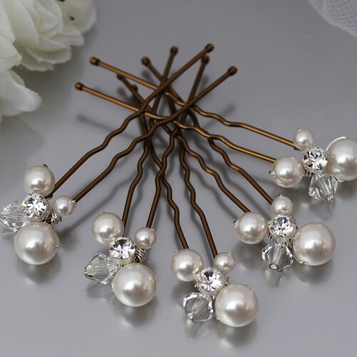 Pearl Hair Pins, Classic Pearl Wedding Hair Pins for Bride or Bridesmaid, Bridal Hair Accessory or Evening Wear