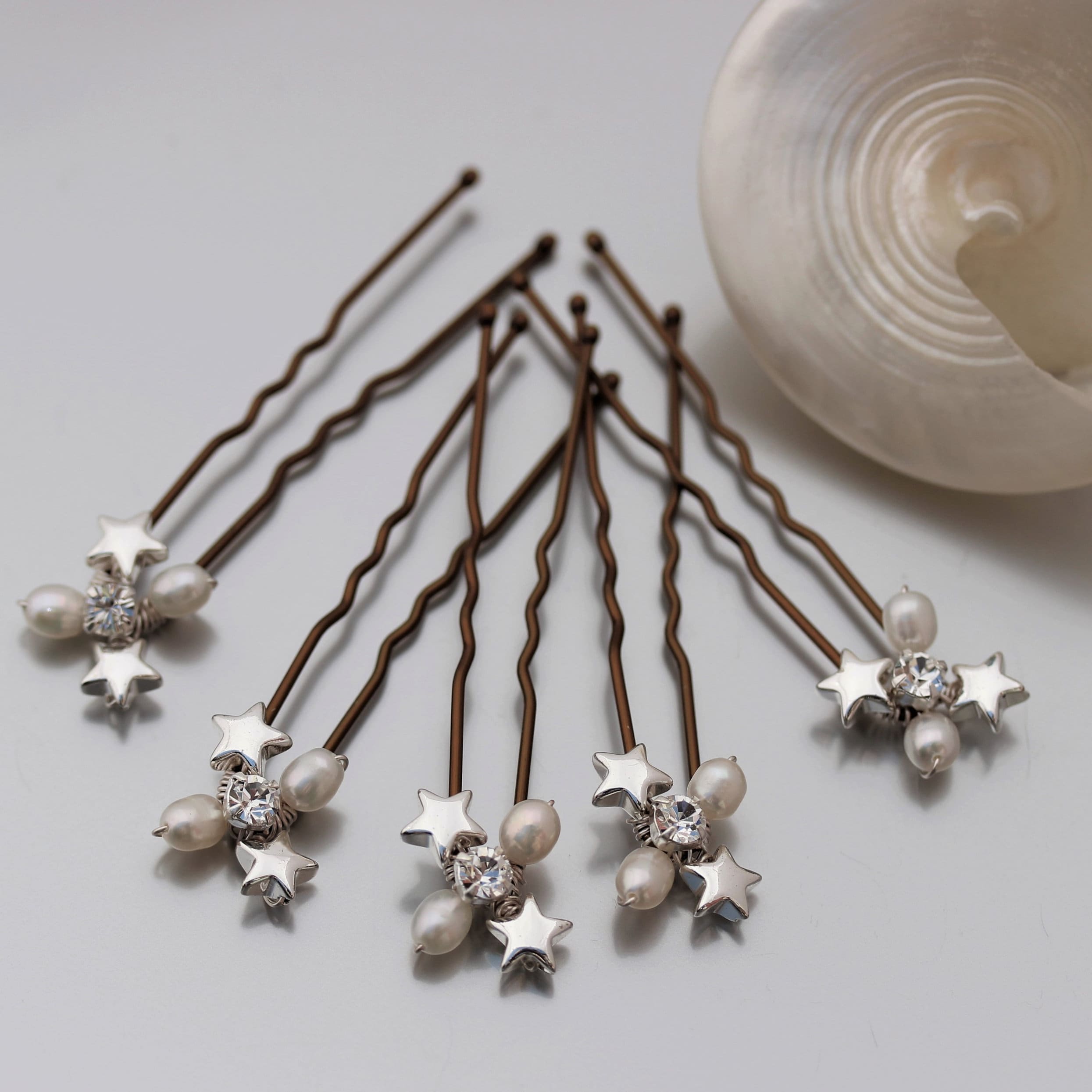 Star Hair Pins Silver or Gold, Star Wedding Hair Accessory  display picture 3
