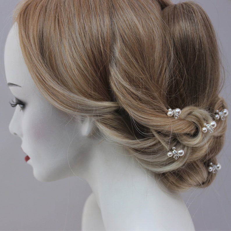 Pearl Hair Pins Classic Pearl Wedding Hair Pins for Bride or Bridesmaid, Bridal Hair Accessory or Evening Wear Prom image 5