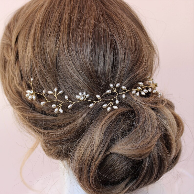 Wedding Hair Vine Ivory Pearl Honeysuckle Hair Vine Delicate Etsy