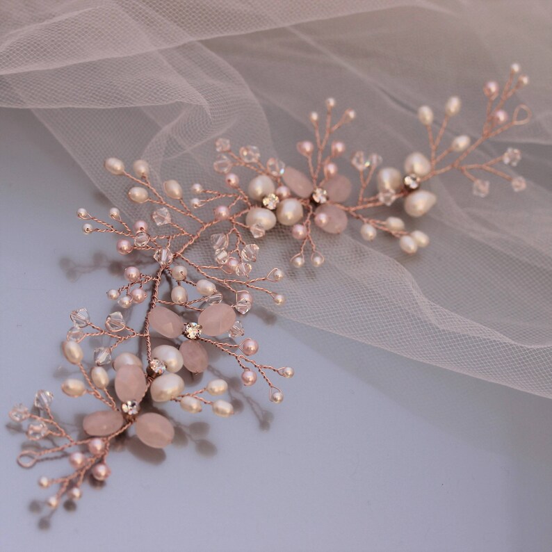Rose Gold Blush Pink Bridal Hair Accessory Rose Gold Hair Etsy